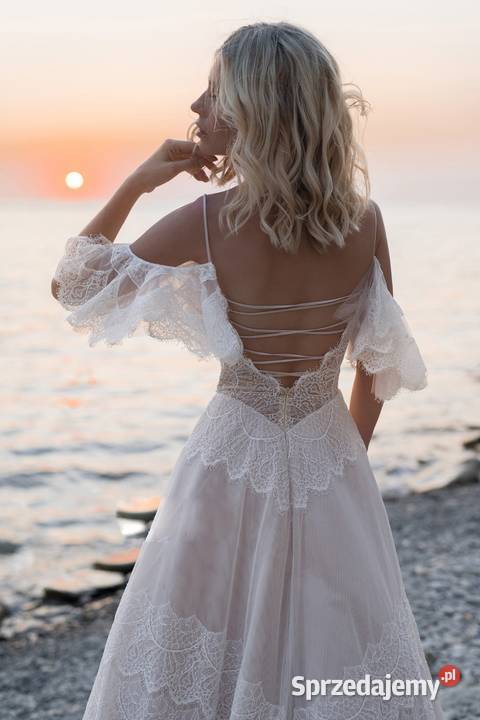 Suknia ślubna boho liniaA 38 M 40 L 46 XXXL Damska Jelenia Góra