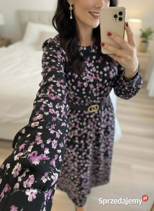 Długa sukienka w wiosenny kwiatowy print Poznań