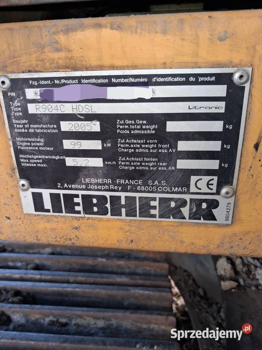 Koparka Liebherr 904 litronic 2005r szybko Rok produkcji 2005 Chojnów