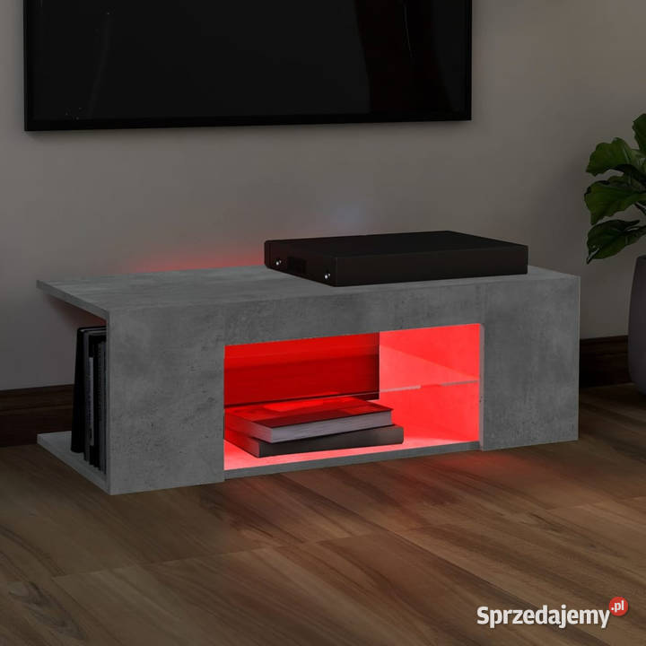 Szafka pod TV z oświetleniem LED szarość betonu