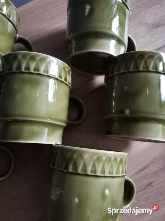 Stare nieużywane kubki 7 zielony porcelit Porcelana i szkło Siemianowice Śląskie