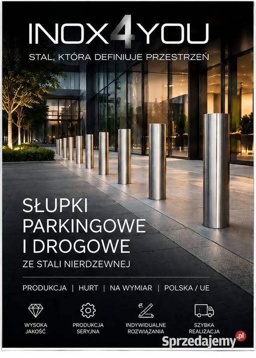 Słupki parkingowe odblaskowe nierdzewne AISI 304 małopolskie Kraków