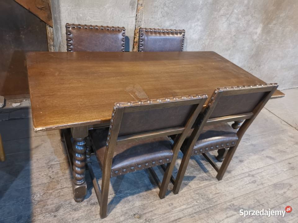 Solidny prostokątny stół + 4 krzesła