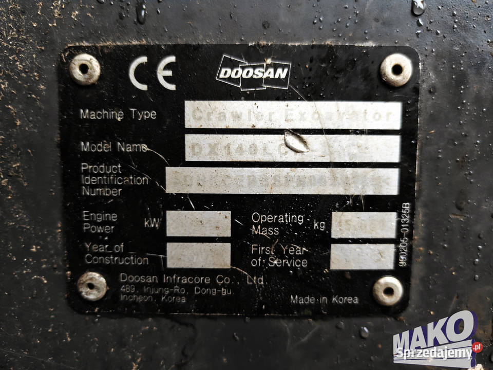 Doosan DX140LCR Chwytak w 8073 mtg DX 140 LCR świętokrzyskie Ostrowiec Świętokrzyski