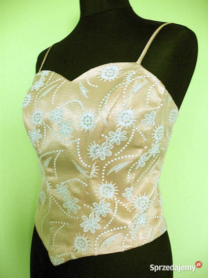 Bluzka krótka gorset 36 S biust 80 brązowy/beżowy Siedlce