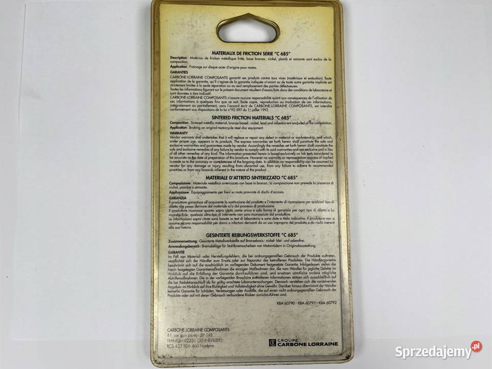 CARBONE LORRAINE Klocki hamulcowe zam EBC FA123 Łobżenica