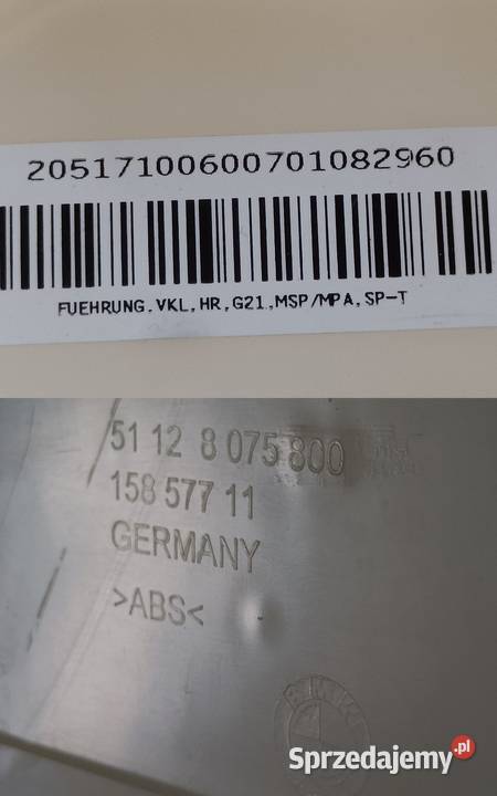 BMW 3 G21 MPAKIET ŚLIZG MOCOWANIE ZDERZAKA PRAWY Części samochodowe Pleszew