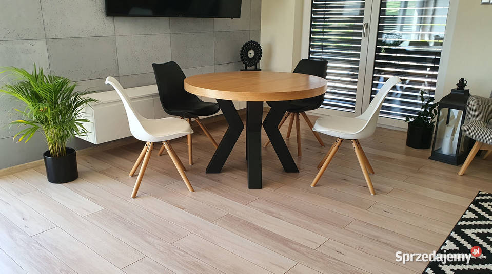 Nowoczesny stół dębowy okrągły rozkładany Loft 3 podkarpackie
