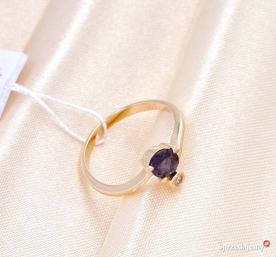 Pierścionek r14 Złoty pr585 z Ametystem Z850 Poznań sprzedam