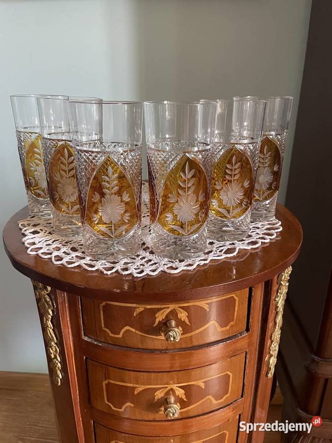 Szklanki z krysztalu palone i grawerowane na 3 Jelenia Góra