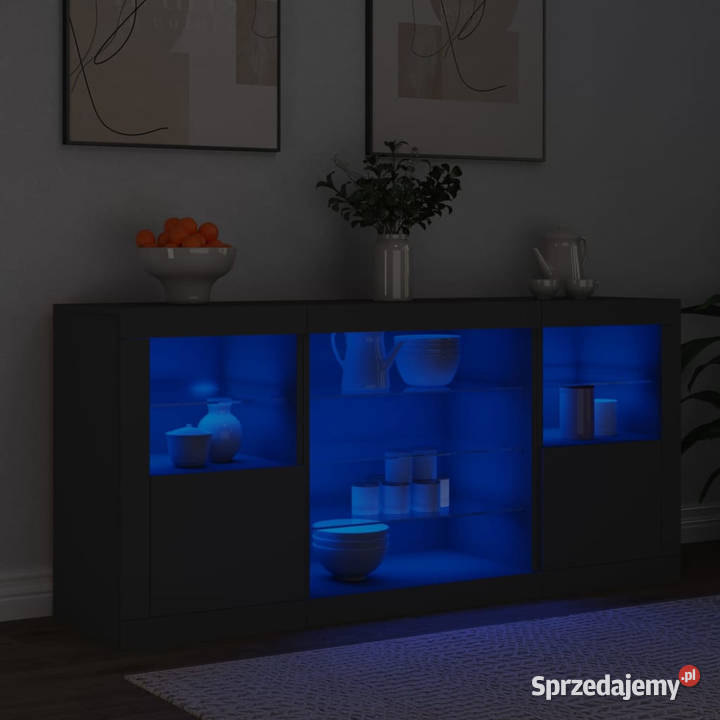 Szafka z oświetleniem LED czarna 1425x37x67 Warszawa