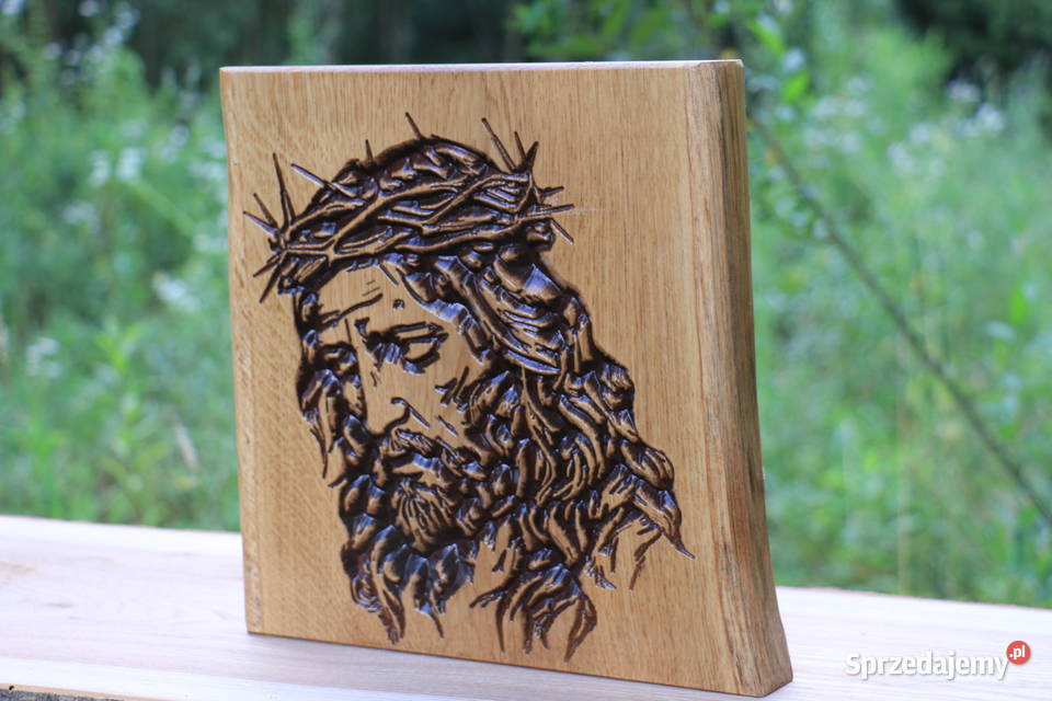 Jezus Grawer w drewnie dębowym Antyki, Sztuka, Kolekcje