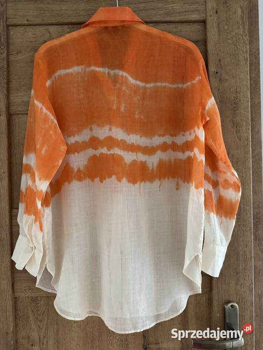 Koszula damska XS pomarańczowa Massimo Dutti len z kołnierzykiem