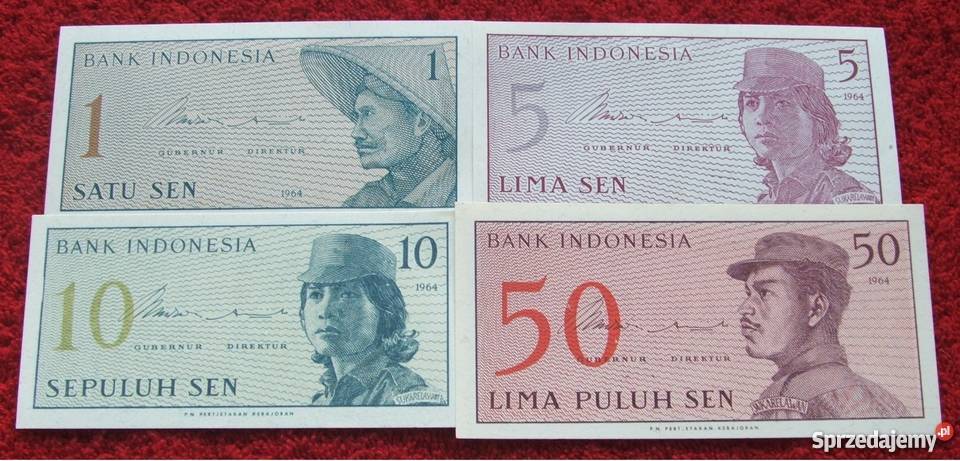 INDONEZJA 4 Kolekcjonerskie Banknoty Zestaw 4 Numizmatyka Katowice