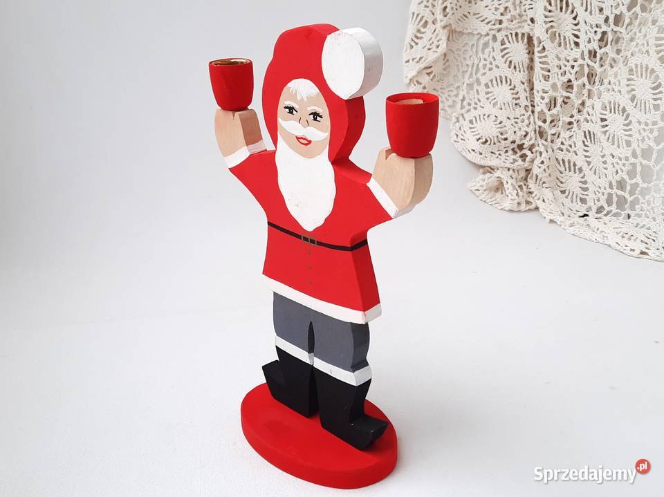 Stary drewniany świecznik Szwecja Łódź