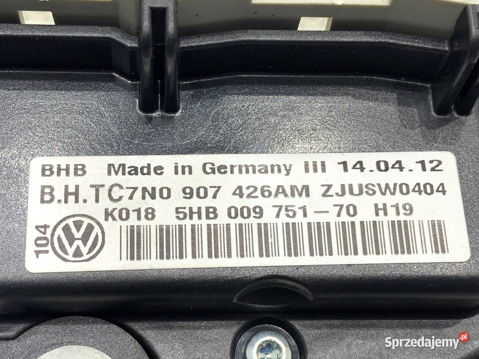 PANEL STEROWANIA NAWIEWU VW GOLF VI 7N0907426AM osobowe podkarpackie