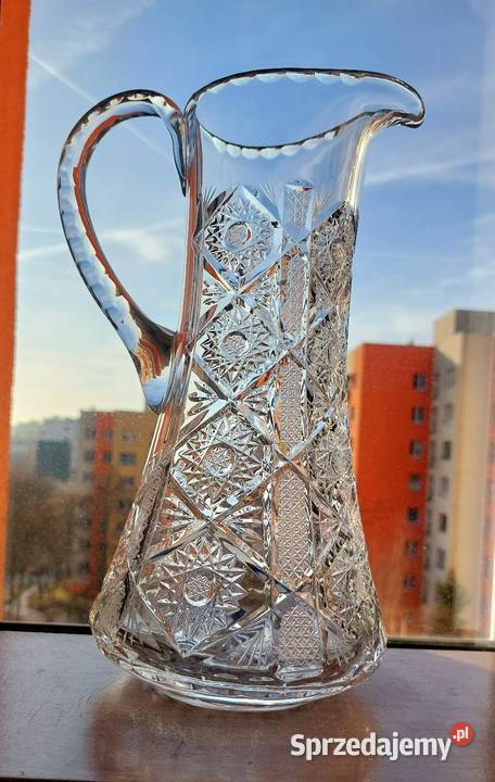 Piękny duży dzbanek kryształowy PRL Wrocław