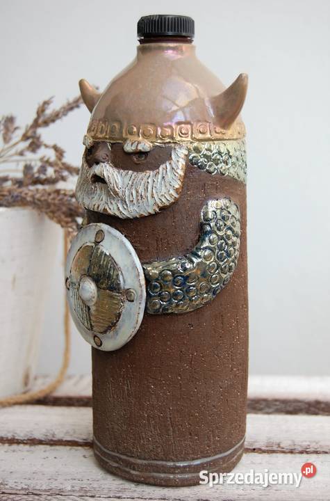 Wiking ozdobna butelka ceramiczna Marga odcienie brązowego lubelskie Lublin
