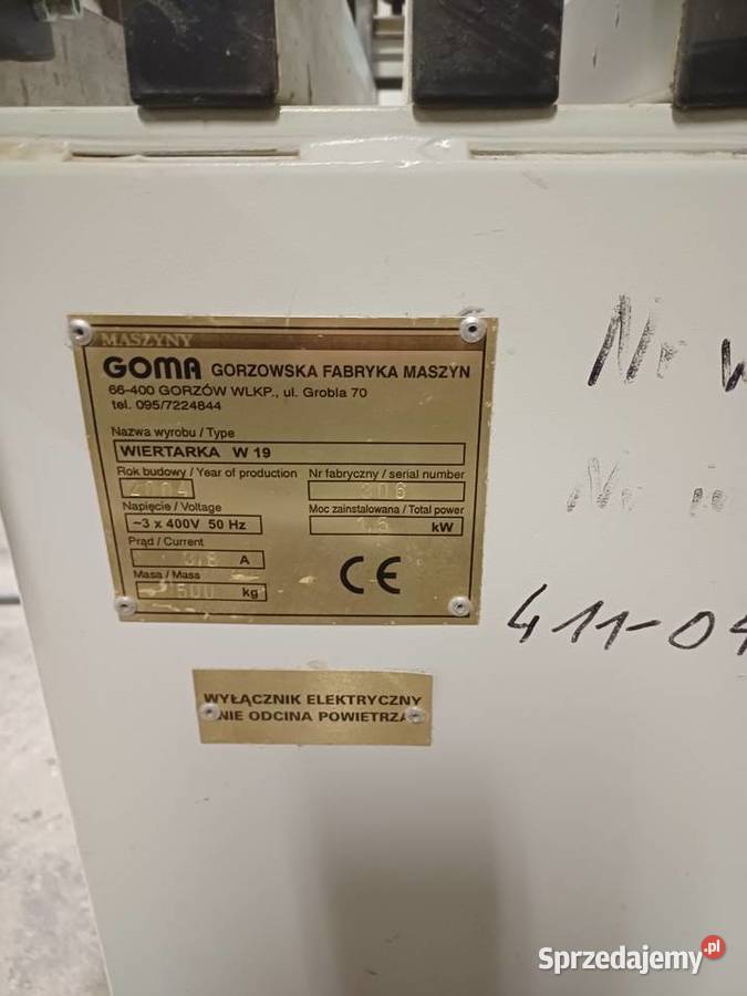 Wiertarka wielowrzecionowa GOMA W19 Tyczyn
