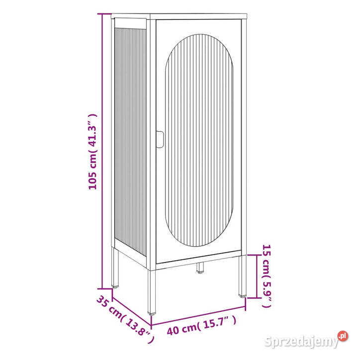 Szafka czarna 40x35x105 szkło i stal WM352999