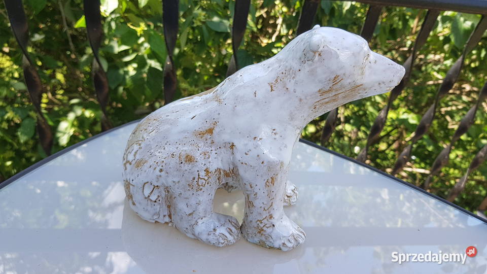 Gliniana rzeźba figurka sygnowana niedźwiedź Myszków