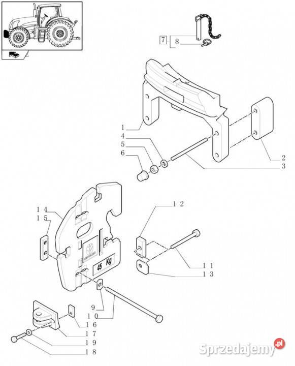 Holland T6010 Wspornik obciąźników 82036159 Jastrzębniki