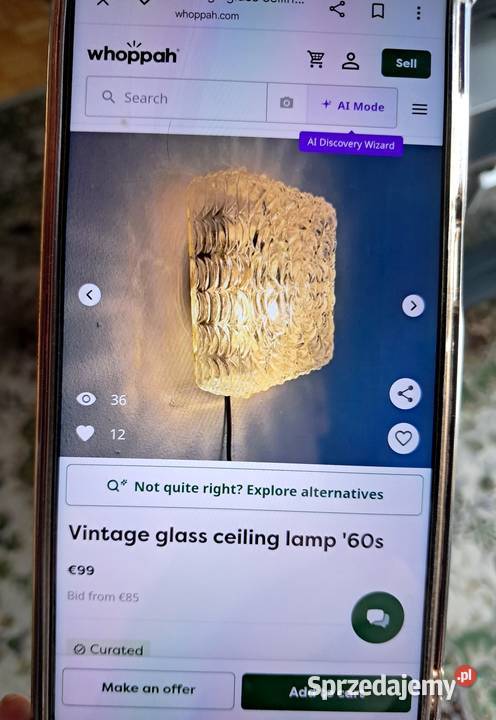 Szklana unikatowa lampa plafon kinkiet z lat 60 sprzedam