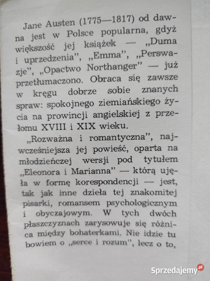 Rozważna i romantyczna Jane Austen Sense and świętokrzyskie