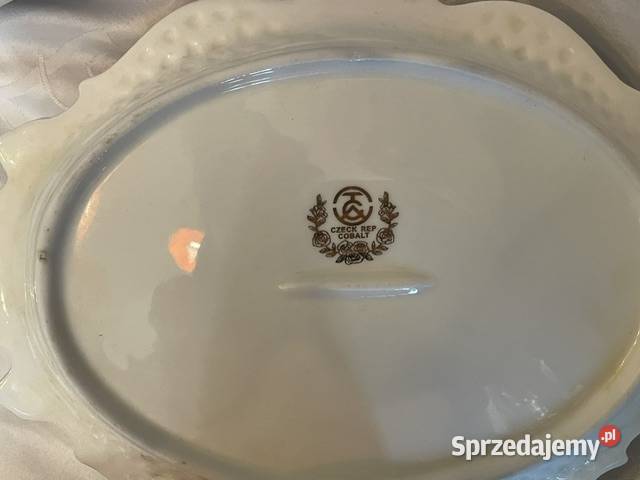 Elegancki zestaw 3 ozdobnych talerzyków kobalt Porcelana i szkło Kraków