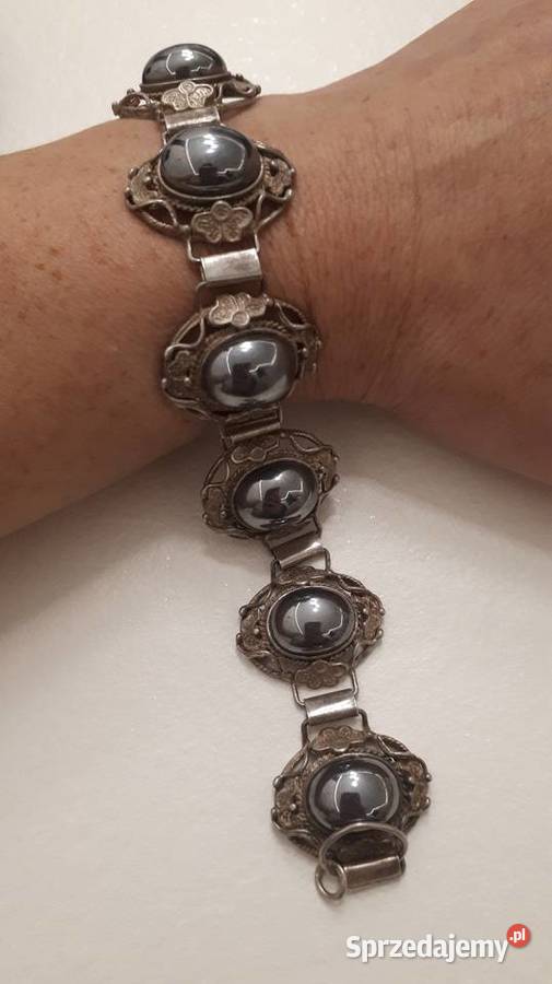 Bransoleta srebrna z hematytem Radom