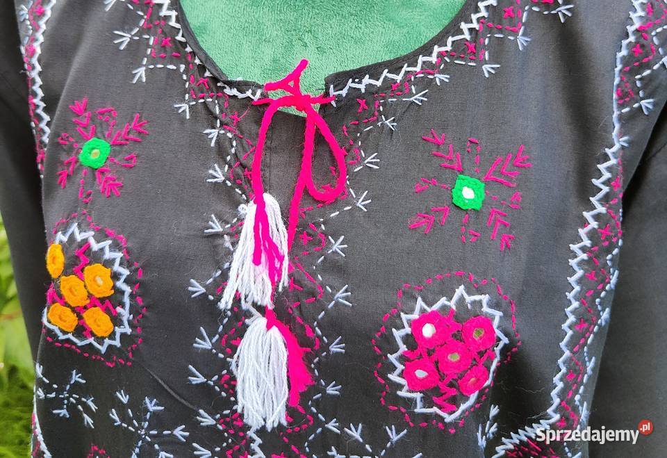 Nowa tunika czarna XXL 44 3XL 46 plus size folk Topy i koszulki Szczecin