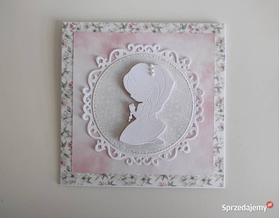 Kartka ręcznie robiona z okazji Komunii Świętej Łódź