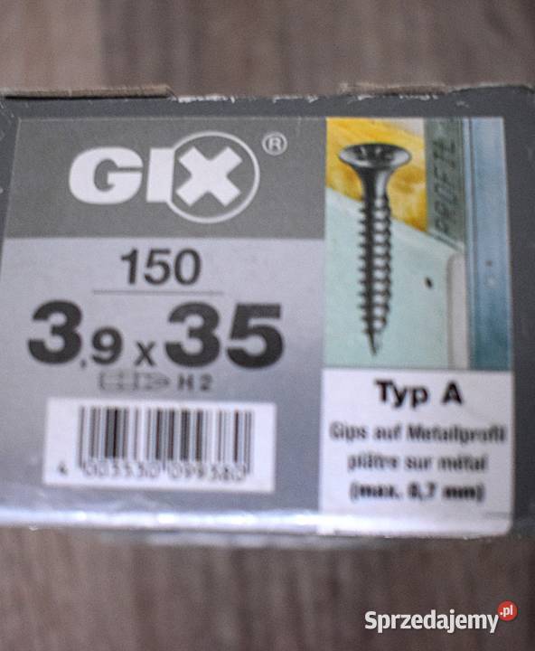 Wkręt do metalu 39 x 35 mm GIXA czarne sprzedam