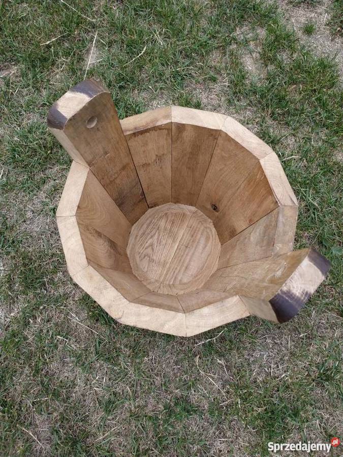 Wiadro drewniane dębowe ozdoba ogrodowa lubelskie Łuków