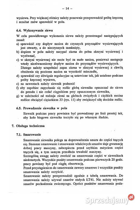 SIEWNIK CIĄGNIKOWY SO69 17 lejków instrukcja i Stalowa Wola