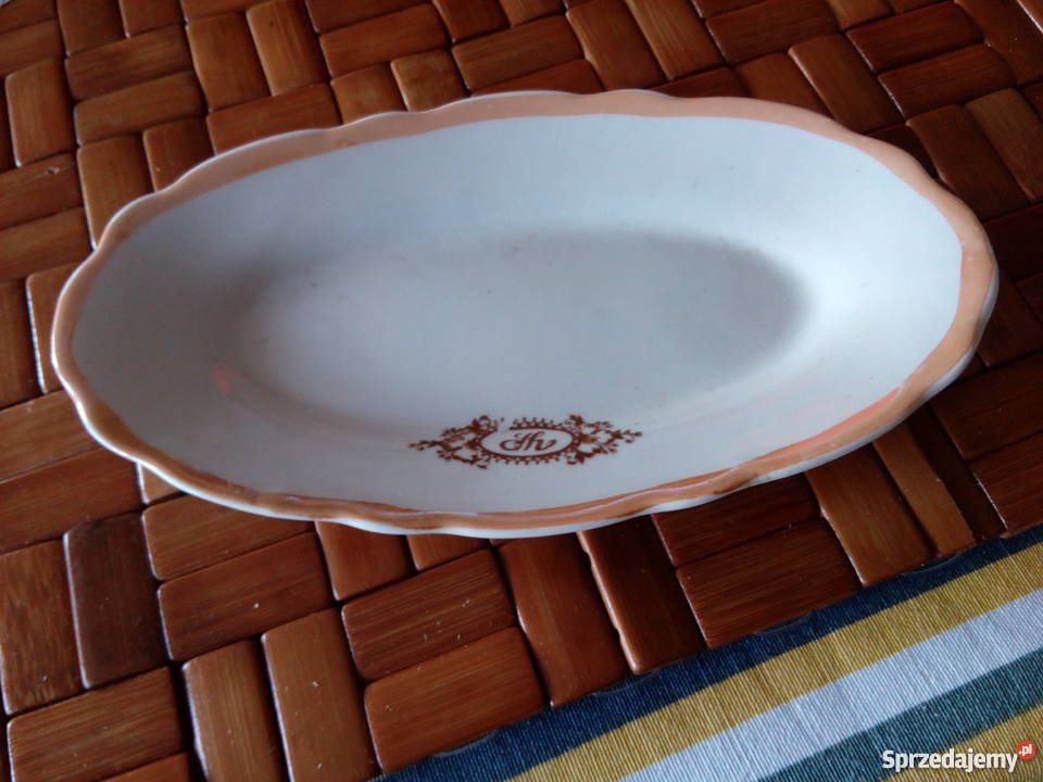 Prl maly półmisek porcelana sygnowany biały Łódź