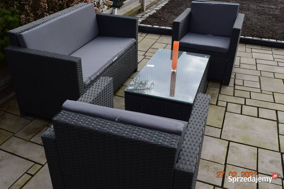 Zestaw kawowy technorattan szary sofa 2osobx2 Bosutów