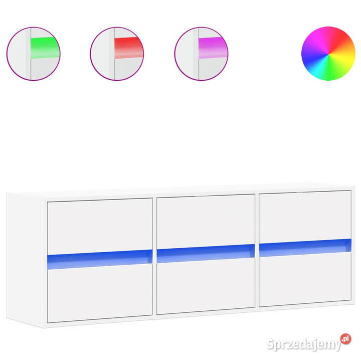 Ścienna szafka TV z LED biała 130x31x45 WM852299 RTV Warszawa sprzedam