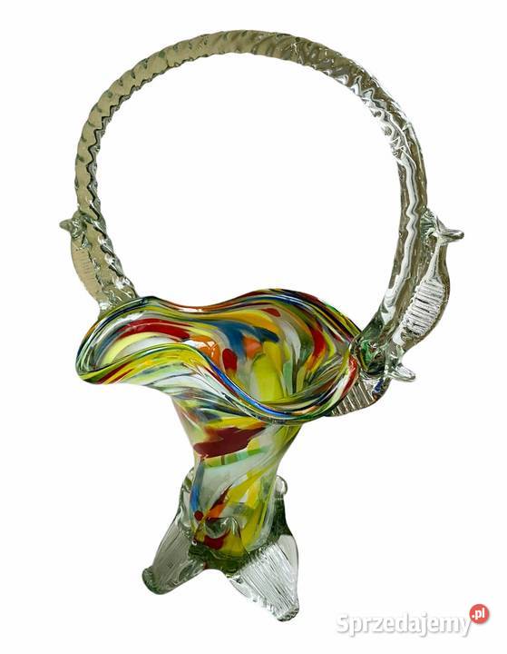 Wazon Koszyk Polskie Huty Szkła PRLu Porcelana i szkło Warszawa