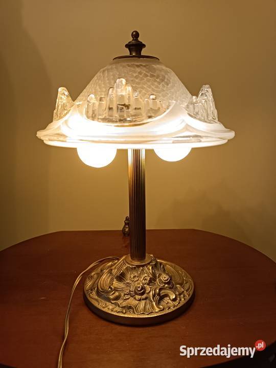 Lampa stołowa kryształ mosiądz wielkopolskie Budzyń