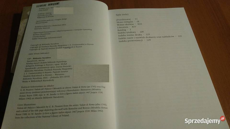 Katalog starych druków biblioteki Papieskiego Gdańsk sprzedam