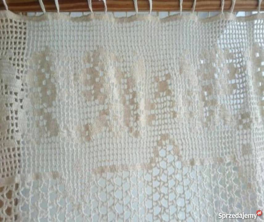 Firanka zazdrostka szydełkowa ecruręczna Bolesławiec