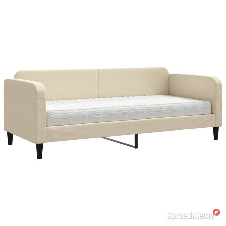 Sofa z materacem do spania kremowa tkanina Warszawa