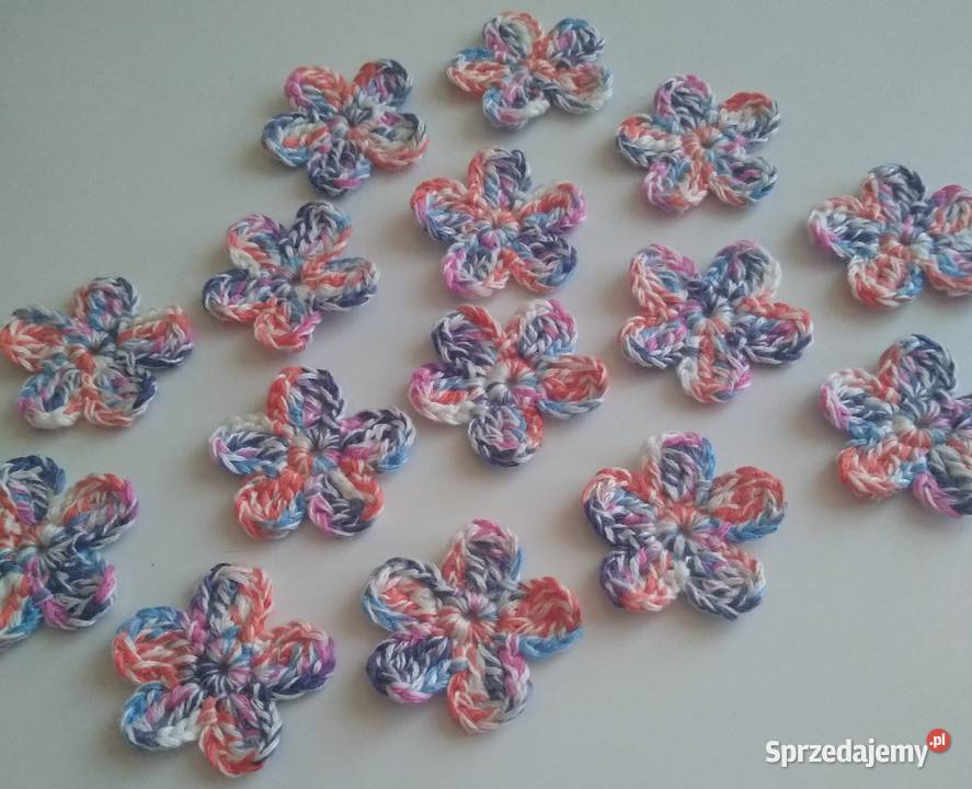 Aplikacje kwiaty kwiatki szydełkowe Handmade Gdańsk