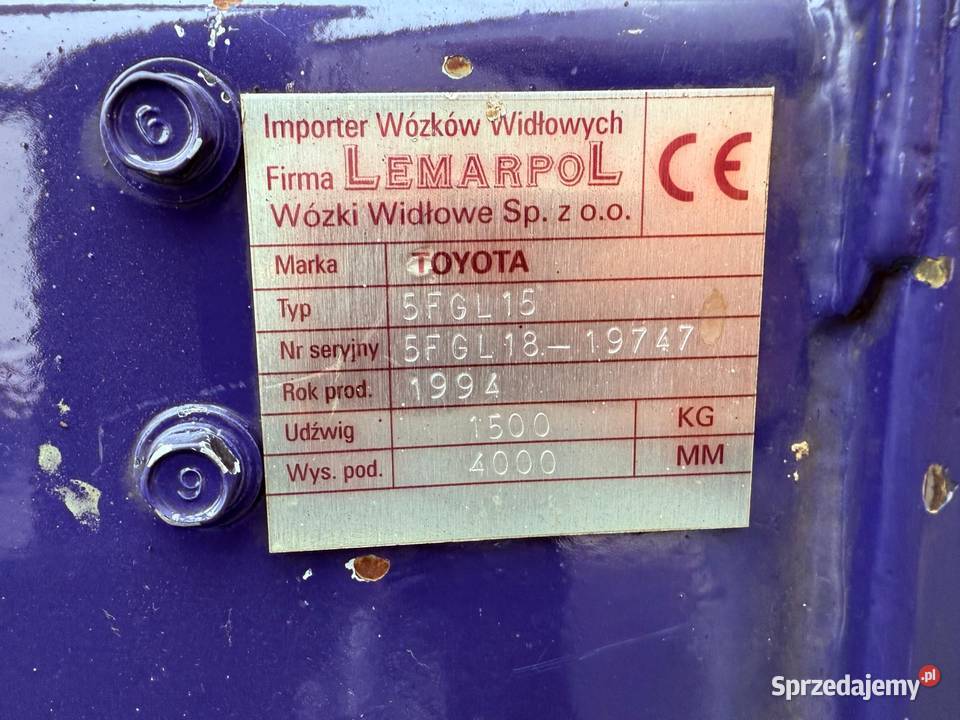 Wózek Widłowy TOYOTA 5FGL18 Nowy silnik i Przerąb