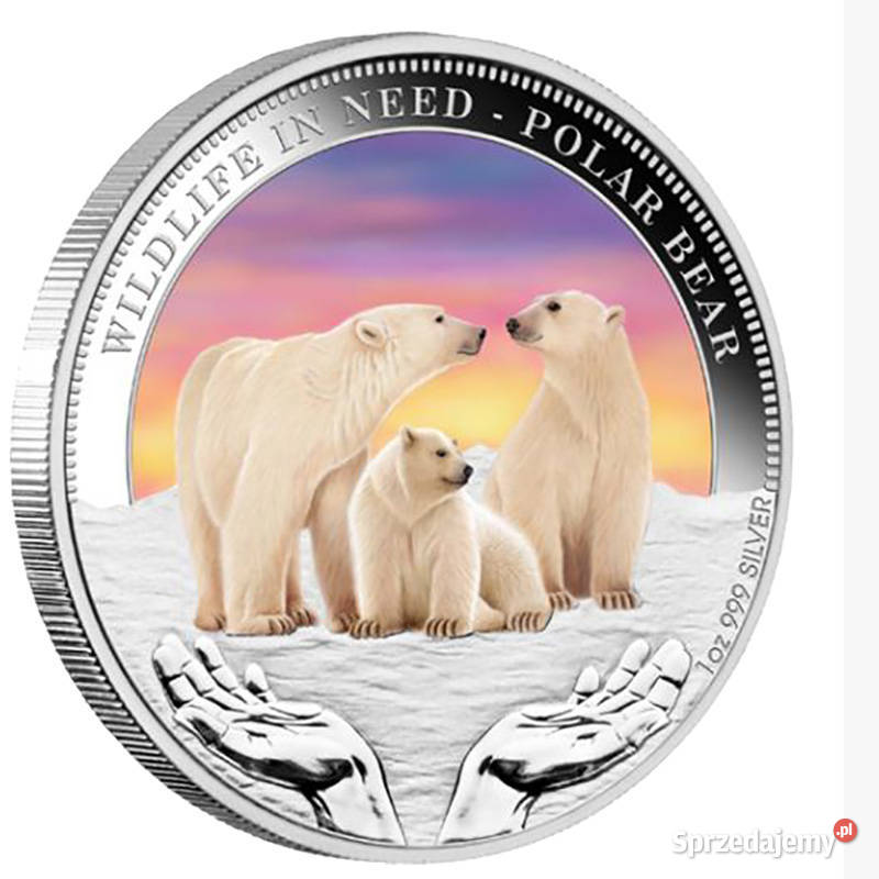 Niedźwiedzie Srebrna moneta kolekcjonerska z Warszawa