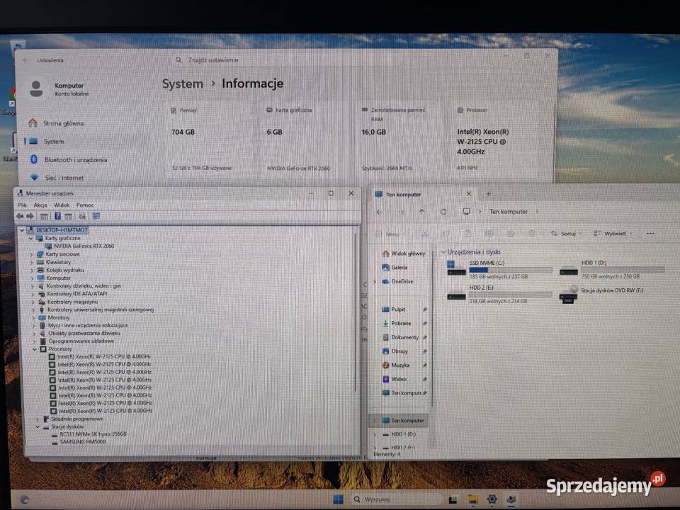 Komputer HP Z4 G4 4x450GHz 16GB ram Nvidia podkarpackie