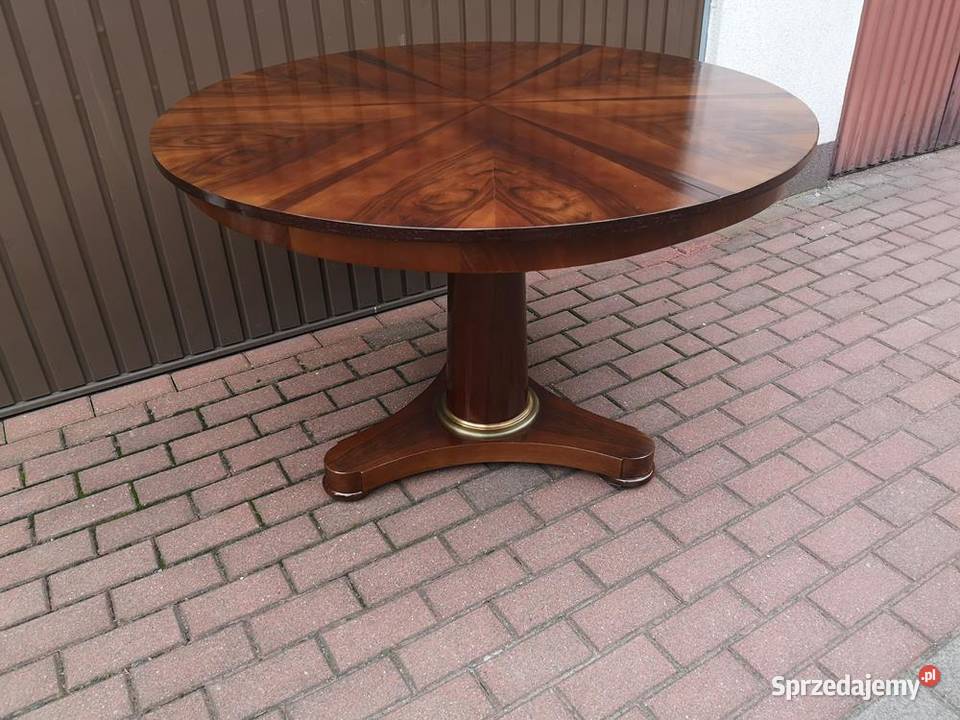 Stół ArtDeco Orzech Biedermeier Unikat Okrągły Swarzędz