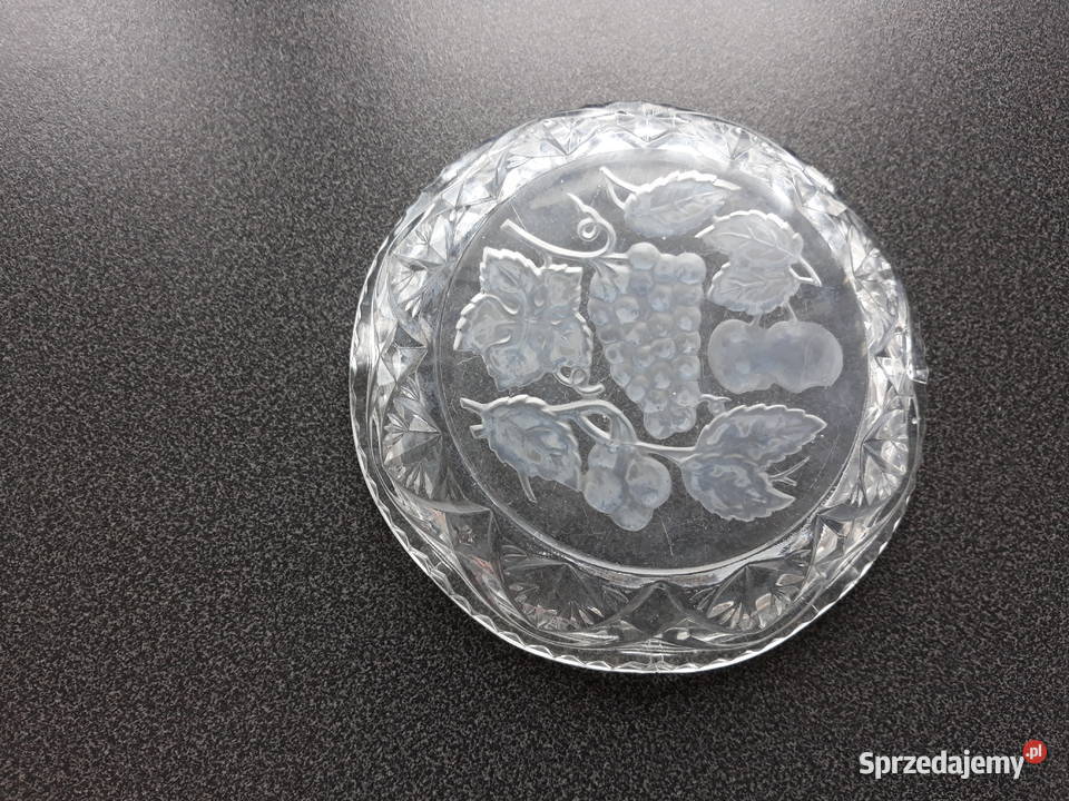 białe szkło talerz talerzyk owocowy wzór