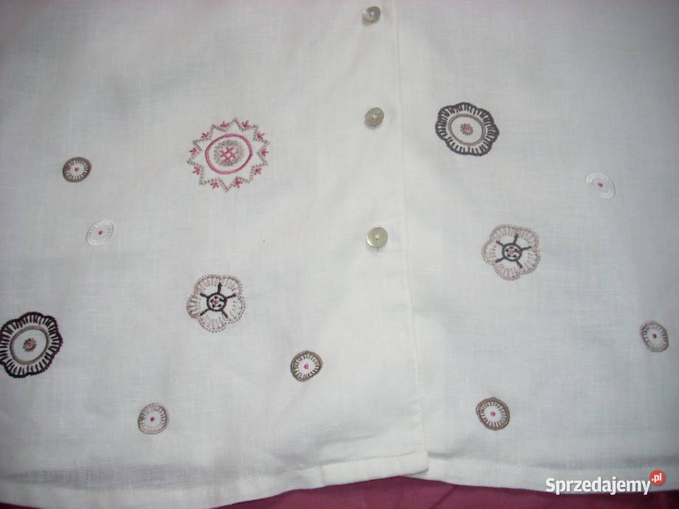 EASTEX Lniana Koszula Haft J Nowa 46 48 Len krótki Nowy Sącz